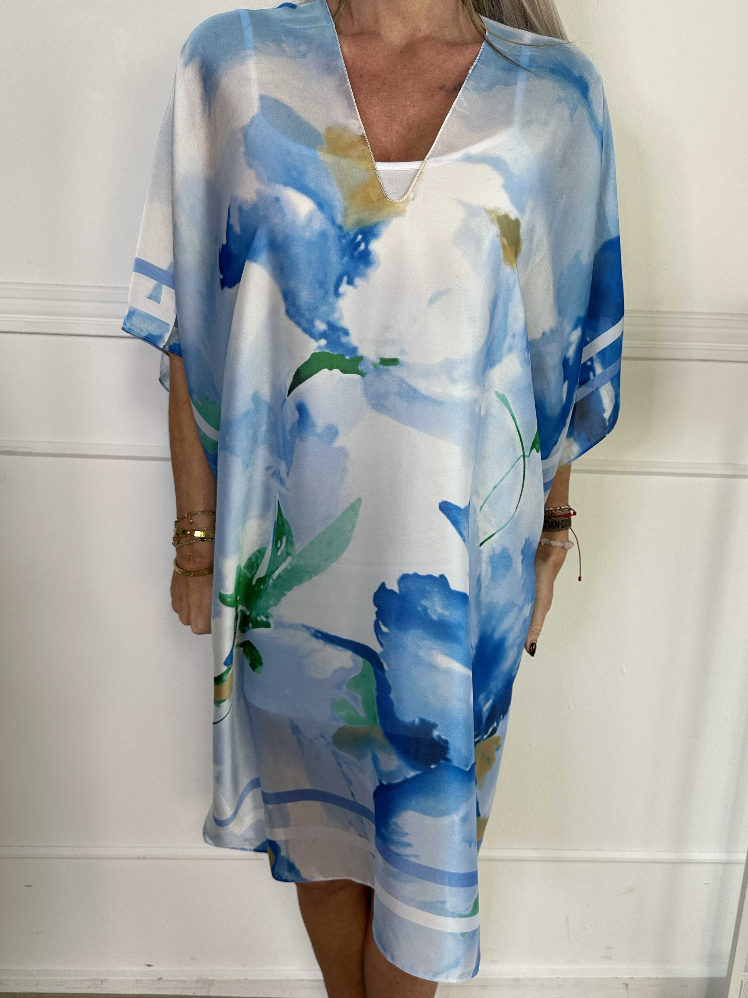 Maggie - Mångfärgad tunika i mjuk viskos och siden